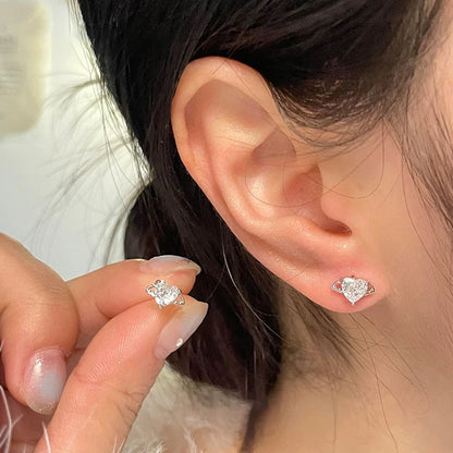 E廠【XDQ10860E】足銀999純銀天使愛心小耳環女鋯石小眾設計高級感養耳洞耳飾
 25.10-5