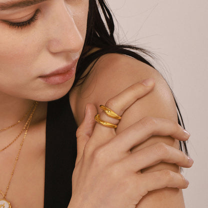 B廠【A114】ins跨境不鏽鋼材質幾何不規則戒指女鍍18k金不掉色指環 25.03-1