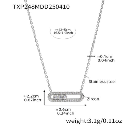 B廠【TXP248】跨境新款三鑽鋯石可移動吊墜項鍊不銹鋼小眾開口戒指女套裝 25.04-3