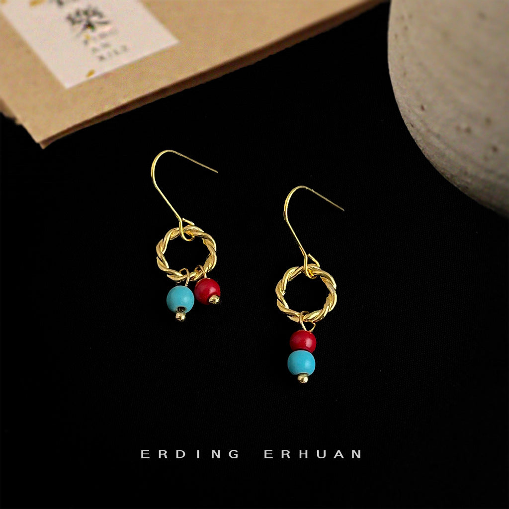 A廠【6175】原廠手工藝新中式文藝氣質通勤簡約小巧不對稱耳飾飾品耳環
 25.11-3