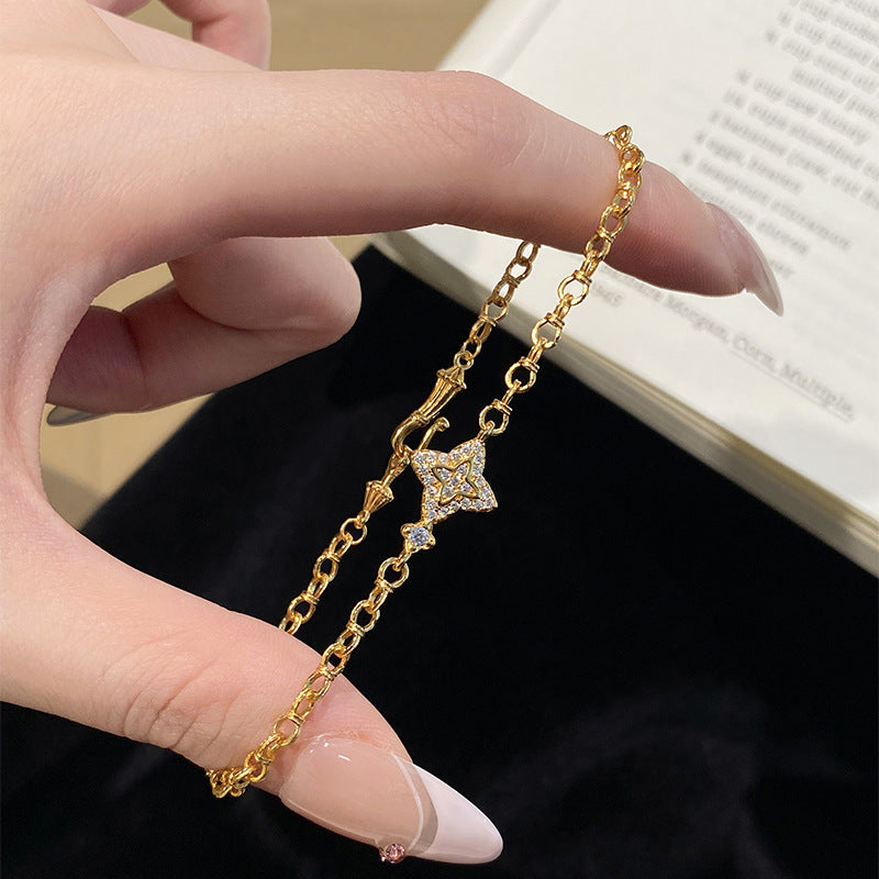 F廠【DQ0490S】輕奢中古風星星手鍊女S925純銀精緻氣質幸運星ins風手飾 25.05-3