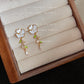 A廠【2551】春夏森系清新微鑲鋯石花朵耳環925銀針度假風滴釉樹葉甜美耳飾女
 25.11-4
