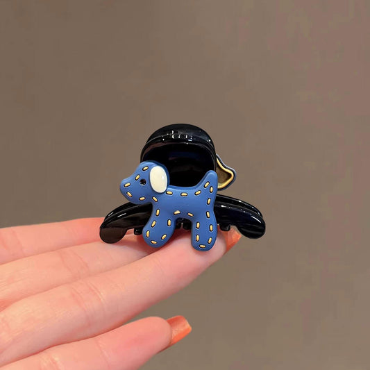 C廠【X119】藍色小狗髮夾質感半紮髮抓夾精緻小號髮卡2026新款後腦勺鯊魚夾女
 26.04-3