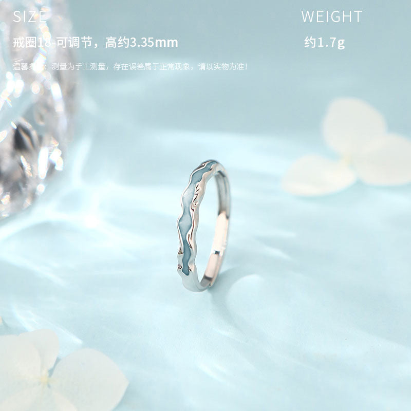 D廠【YC3203R】S999足銀潮汐之諾滴膠肌理情侶對戒獨特質感個性戒指
 26.05-1