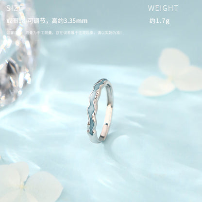 D廠【YC3203R】S999足銀潮汐之諾滴膠肌理情侶對戒獨特質感個性戒指
 26.05-1