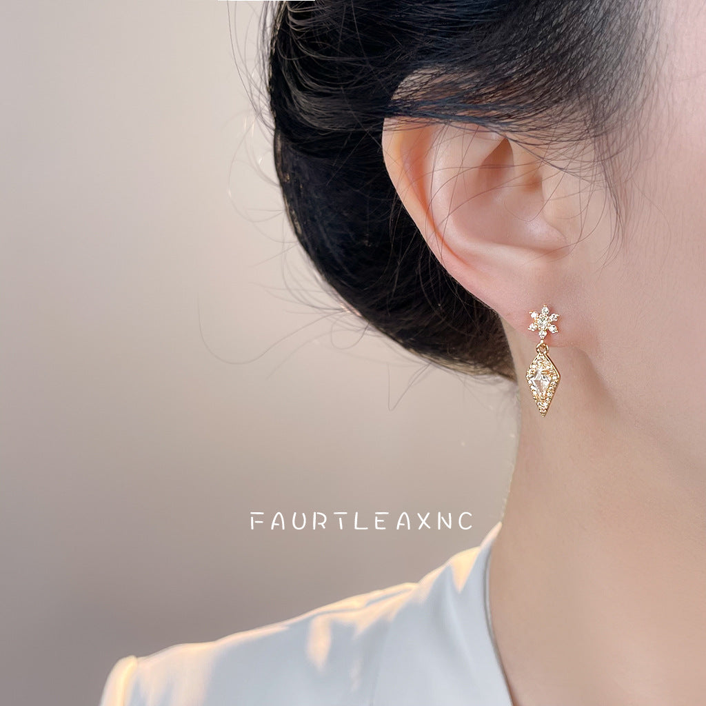 C廠【7079】雪花冰晶微鑲鋯石時尚高級感輕奢風925銀針 小巧熱賣
 25.11-2