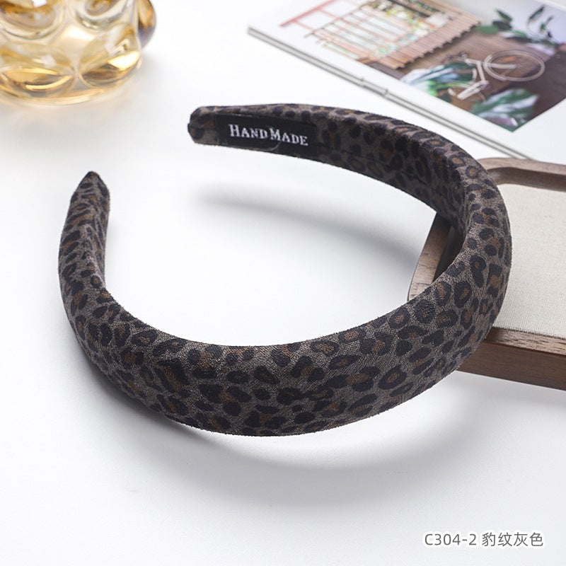 C廠【C304】復古豹紋髮箍韓版新款髮飾女氣質海綿髮捆頭扣甜酷風高顱頂頭箍
 25.11-4「C廠-單筆結帳需滿，NT$500出貨(不含運費)」