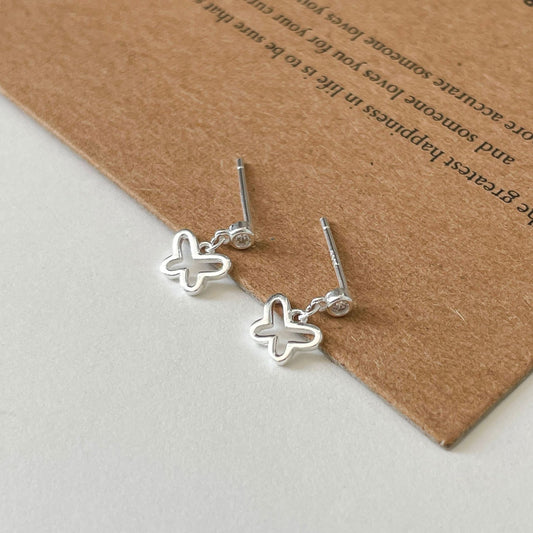 E廠【XDQ10620E】S925純銀精緻小眾鋯石蝴蝶耳環女高級感氣質流蘇百搭耳飾
 26.03-4