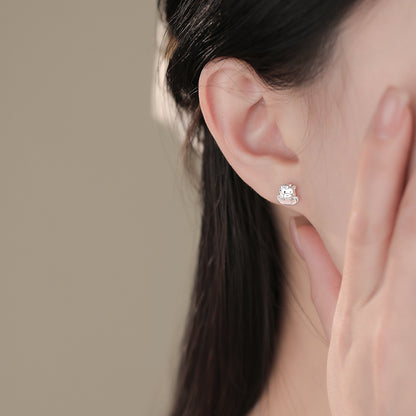 D廠【YC2484N】原創足銀S999好事蓮蓮小馬耳環與田玉手鍊清新耳環小眾首飾
 26.01-1