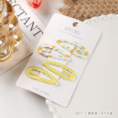 C廠【D071】4個卡裝髮夾髮卡印花多彩波浪BB夾髮飾甜美側邊瀏海夾 25.07-1「C廠-單筆結帳需滿，NT$500出貨(不含運費)」