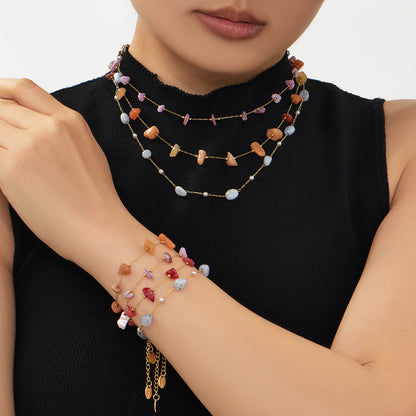 B廠【TXP114】多巴胺彩色小方塊碎石手工製作串珠項鍊手鍊套裝歐美簡約時尚飾品
 26.03-3