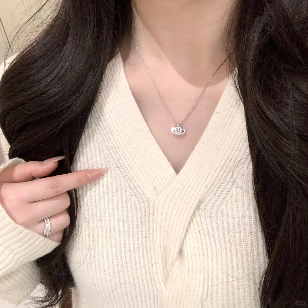 E廠【XDQ1784N】S925純銀精緻環繞愛心項鍊女超閃心形鋯石鎖骨鏈小眾高級感潮
 25.11-4