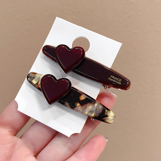 C廠【Y1100】韓國愛心豹紋瀏海髮夾女邊夾側邊瀏海夾高級感一字夾鴨嘴夾後腦勺
 26.02-1