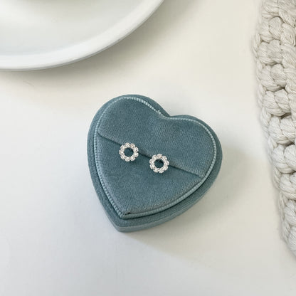 F廠【XDQ11045E】S999純銀韓版簡約圓環鑲鑽耳環女高級感精緻幾何螺絲轉扣耳飾
 25.11-2