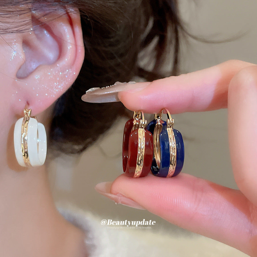 A廠【WE4668】新款復古滴油圓形耳環休閒簡約日常通勤百搭耳環輕奢高級感耳飾女
 25.11-1