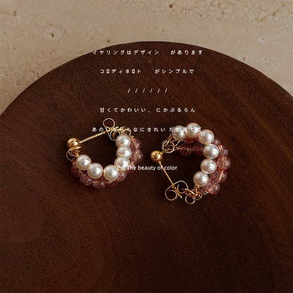 A廠【5362】實物很美！原創設計草莓晶天然石手工耳環清新甜美春款耳環女 25.01-1