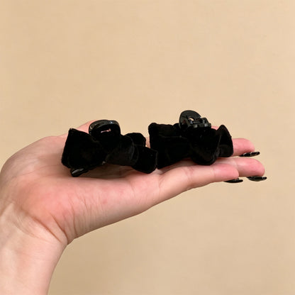 C廠【X889】髮量少小號絲絨蝴蝶結公主頭抓夾秋冬瀏海髮夾復古簡約純色髮夾女
 26.09-3