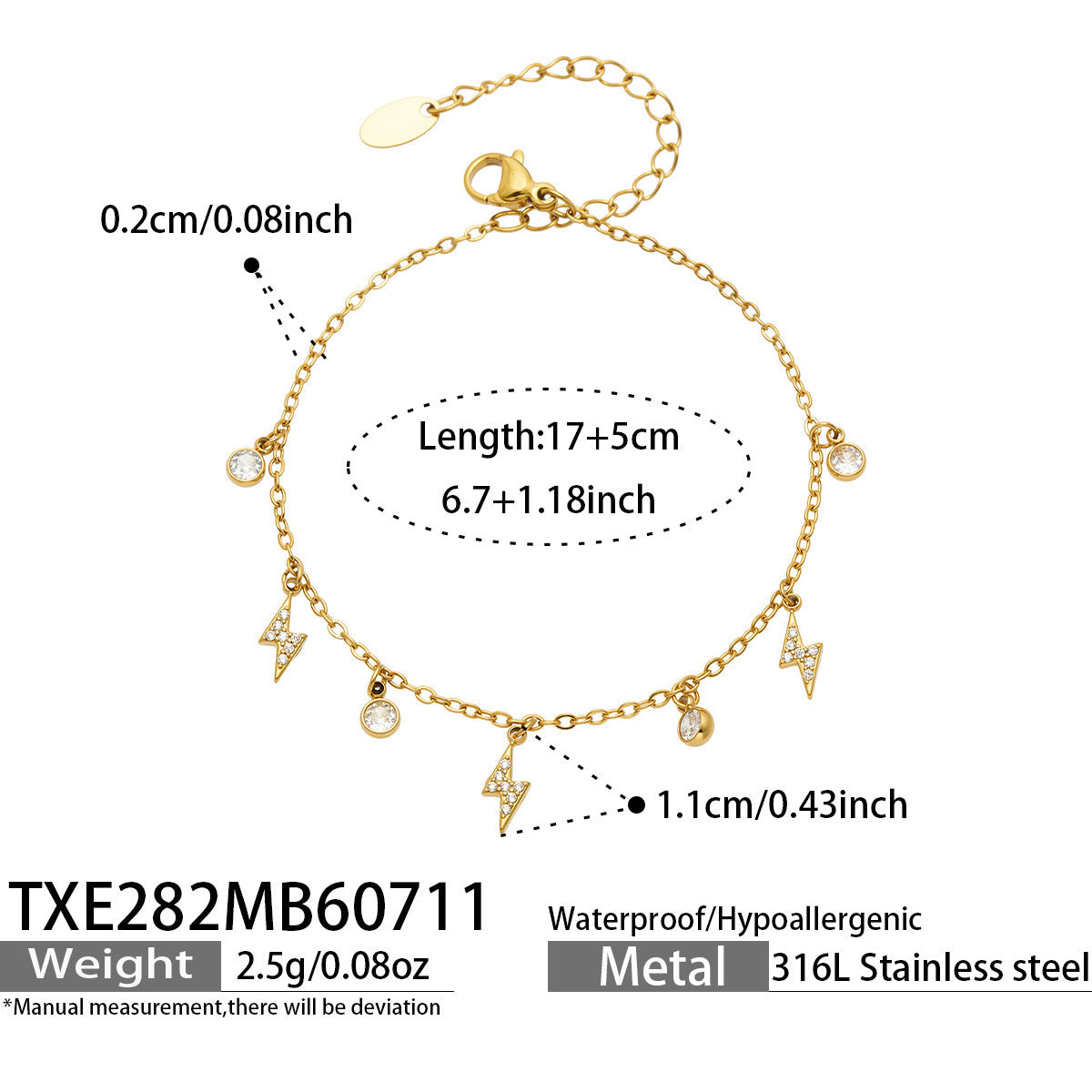 B廠【TXP282】5A鋯石四葉花閃電多吊墜項鍊手鍊組合
 26.10-3