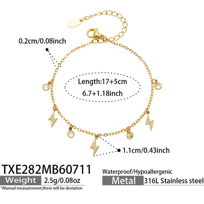 B廠【TXP282】5A鋯石四葉花閃電多吊墜項鍊手鍊組合
 26.10-3
