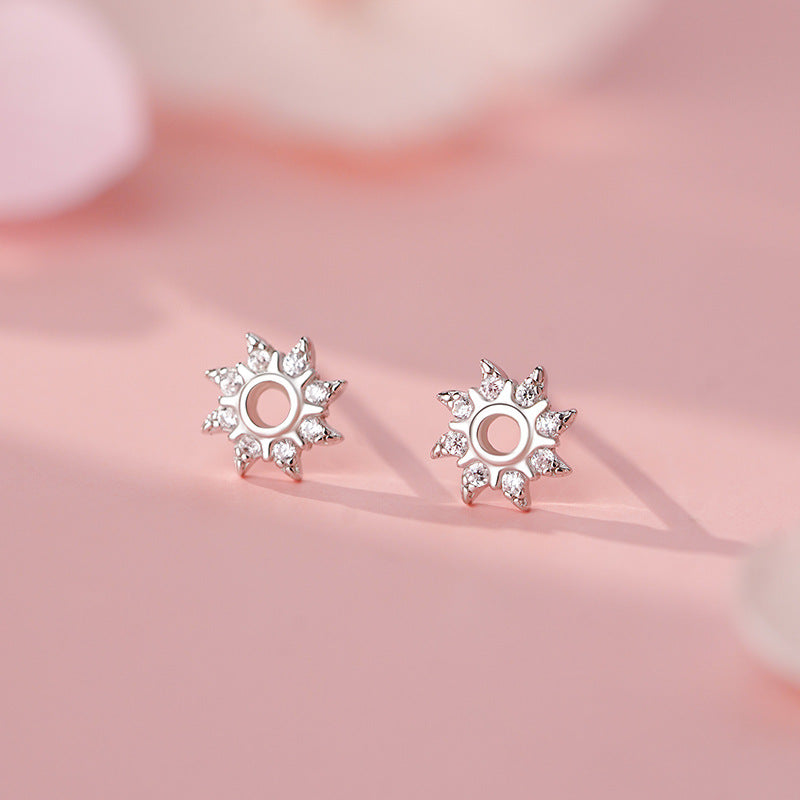 E廠【YC4939E】足銀S999輕奢太陽耳環女簡約小清新韓風可愛文藝甜美森系耳飾
 25.11-2