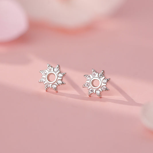 E廠【YC4939E】足銀S999輕奢太陽耳環女簡約小清新韓風可愛文藝甜美森系耳飾
 25.11-2