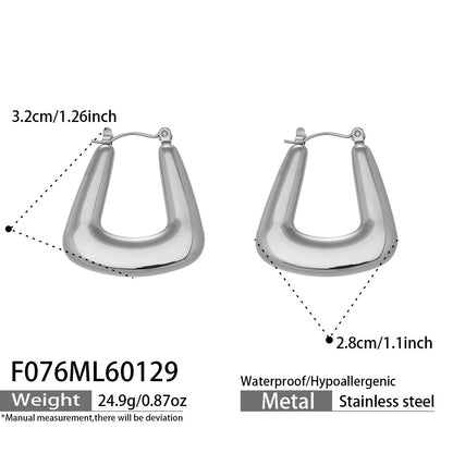 B廠【F076】跨國ins簡約設計U型幾何耳環歐美網紅時尚百搭耳飾不鏽鋼鍍18k金
 26.02-1