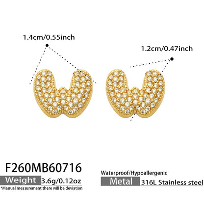 B廠【F260】新款熱銷鋯石26個英文字母不銹鋼鍍18k金 歐美輕奢女飾品耳環
 26.07-4