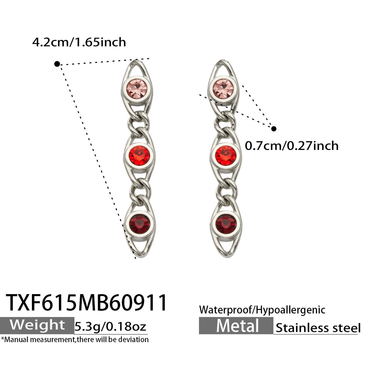 B廠【TXP615】歐美流行多巴胺高級感彩色鋯石不銹鋼手鍊項鍊不掉色時尚女鎖骨鏈
 26.09-3