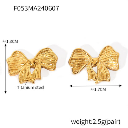 B廠【P053】小香風氣質蝴蝶結吊墜通勤百搭小眾飾品chic風鈦鋼鍍金不褪色套裝 24.06-2