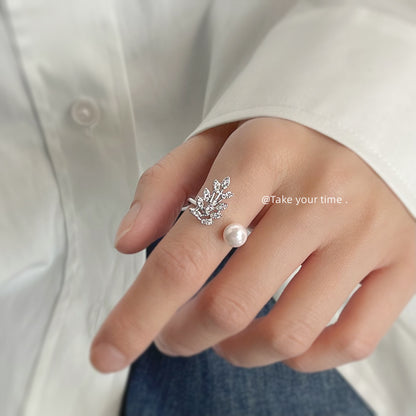 A廠【5989】微鑲鋯石時尚高級感麥穗戒指鍍真金加厚保色開口可調指環食指戒 25.05-1