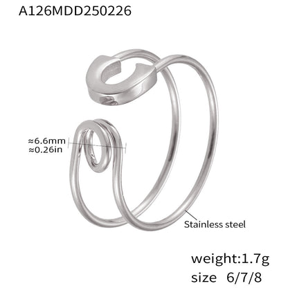 B廠【A126】創意別針線條開口可調整不銹鋼戒指指環獨特小眾設計感戒指 25.03-1