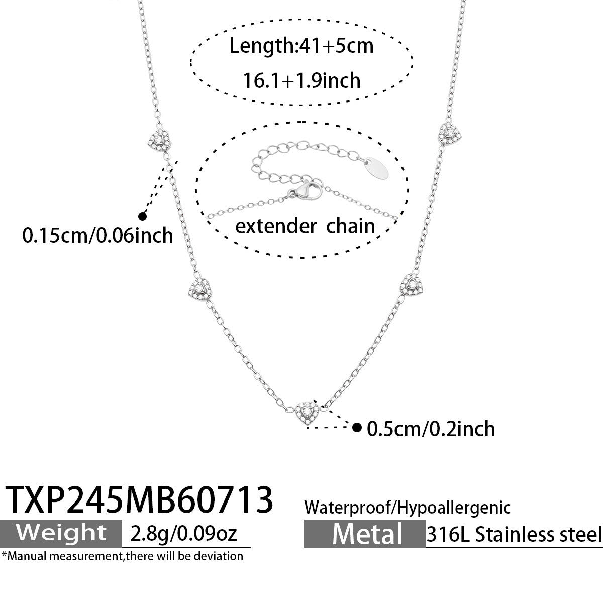B廠【TXP245】歐美新款不銹鋼鍍18k金 多巴胺系列滿鋯石愛心吊墜項鍊手鍊女飾品
 26.07-4