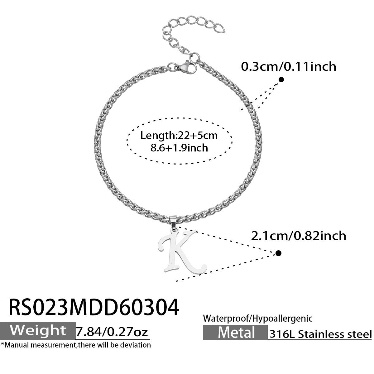 B廠【RS023】ins小眾時尚設計新款26字吊墜腳鍊不銹鋼材質歐美個性簡約腳飾
 26.03-2