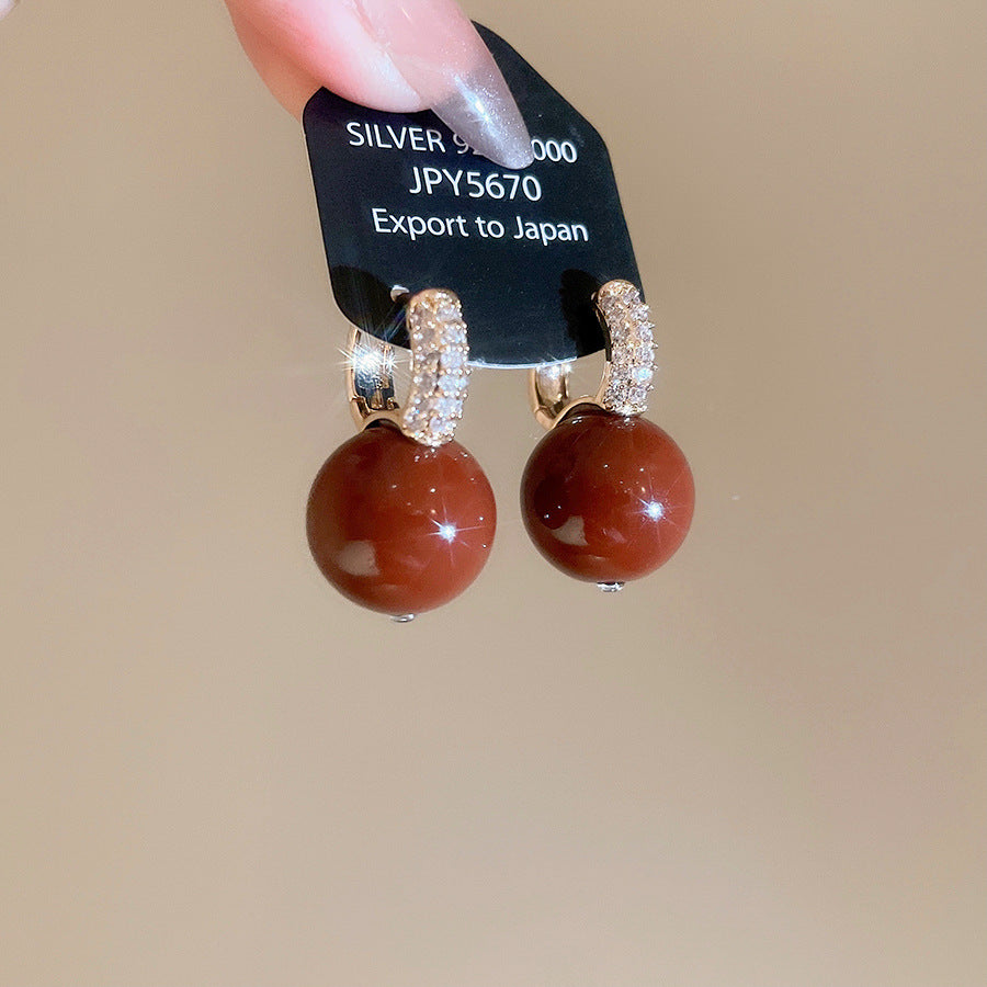 A廠【HE29223】新款鋯石圓形吊墜珍珠耳環輕奢高級感耳環日常通勤簡約耳環耳環飾女
 25.11-1