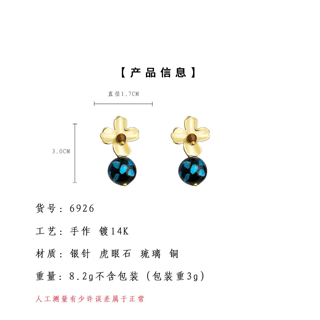 A廠【6926】原創設計文藝復古手工琉璃耳環中古風新款耳環氣質高級感耳環
 25.10-3