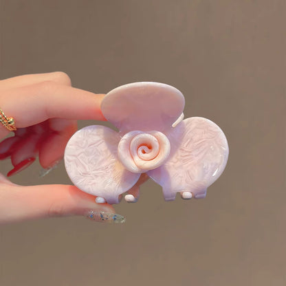 C廠【G46】品質醋酸抓夾淡粉色玫瑰花髮夾2026新款後腦勺髮量少半紮髮鯊魚夾
 26.04-3