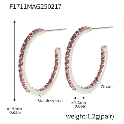 B廠【F1711】法式精細款INS風鈦鋼鑲嵌鋯石耳環女時尚輕奢簡約耳飾 25.02-3