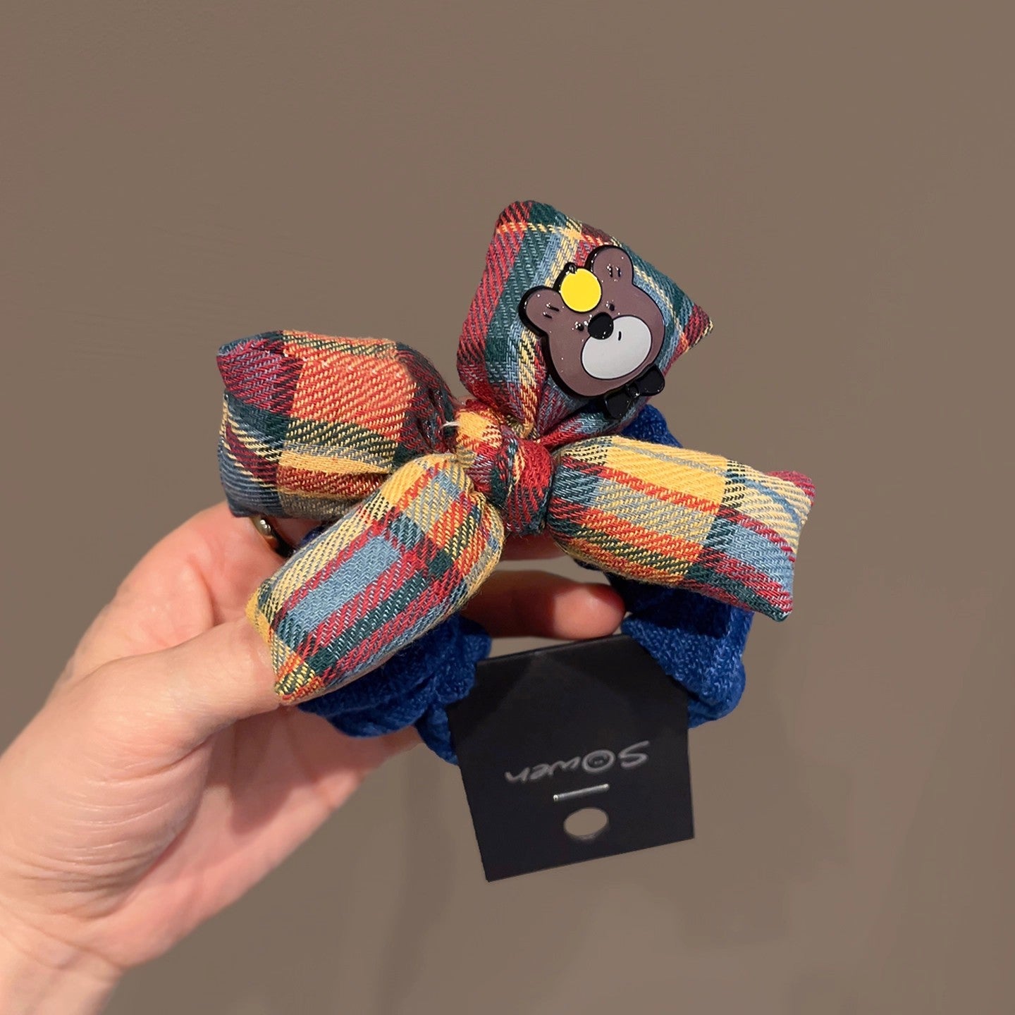 C廠【Y979】韓系百搭時尚蝴蝶結髮圈混色格紋髮繩藍色針織腸圈秋冬新款頭繩女
 25.12-4「C廠-單筆結帳需滿，NT$500出貨(不含運費)」