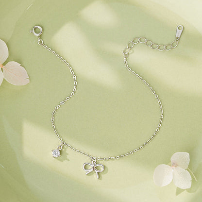 E廠【YC4519SL】足銀S999甜美蝴蝶結鋯石手鍊女文藝優雅秋冬氣質小眾閨蜜手飾
 25.11-2