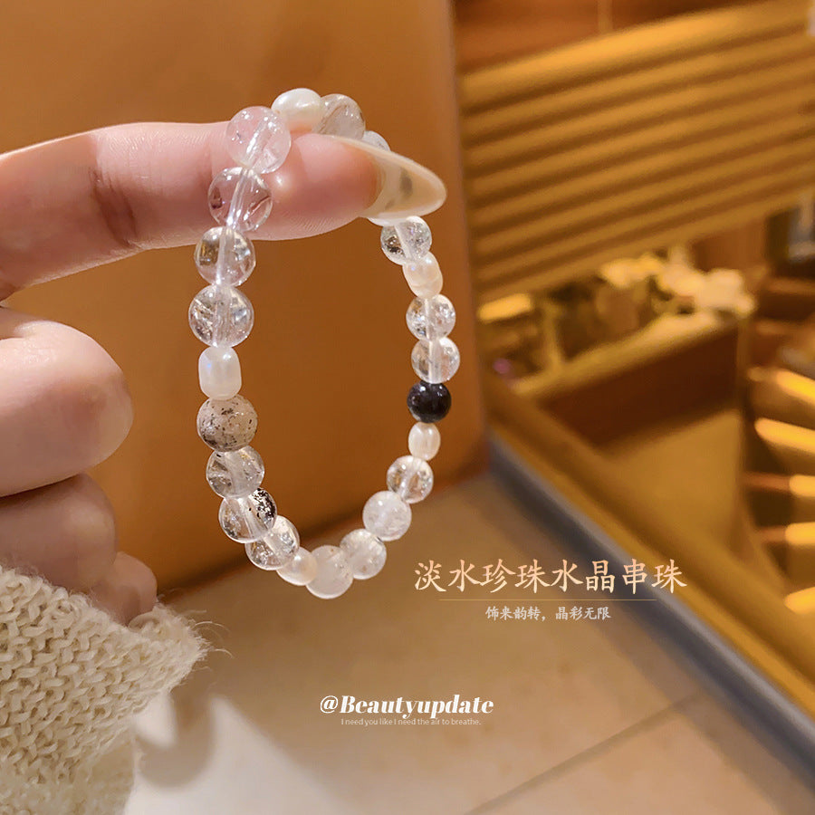 A廠【HB4114】淡水珍珠水晶串珠手鍊新中式復古氣質手串手環簡約手飾設計感小眾 25.07-2