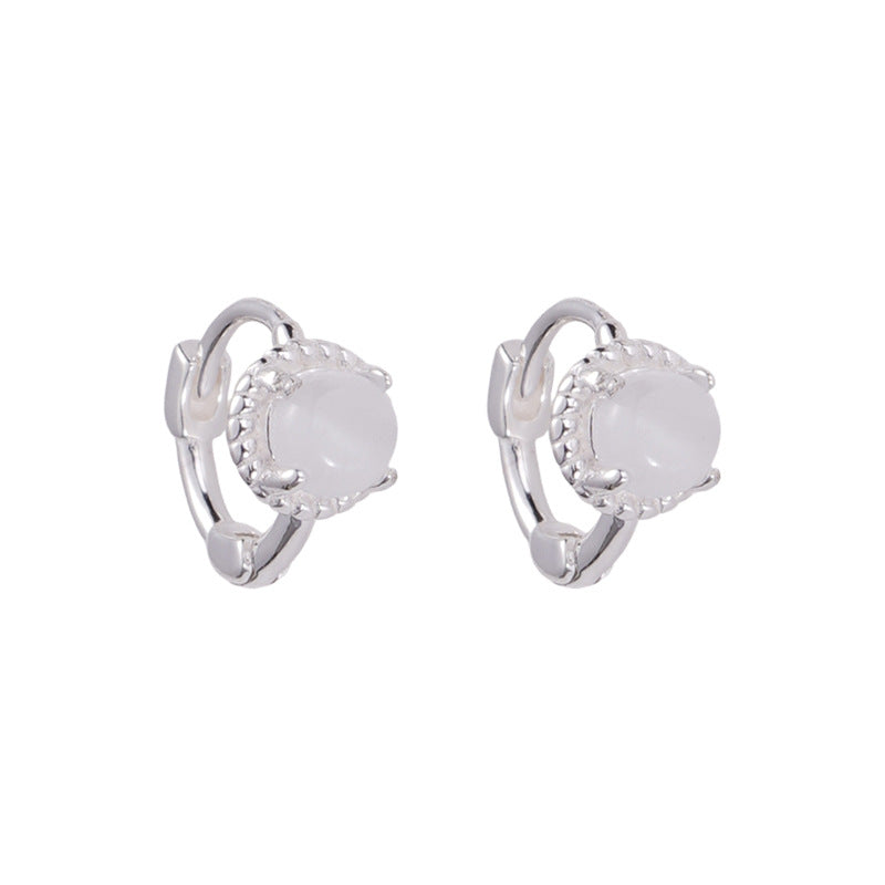 E廠【XDQ10652E】韓版簡約S925純銀仿貓眼石耳環女ins冷淡風耳環清冷感耳飾品
 26.01-1