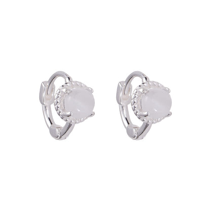 E廠【XDQ10652E】韓版簡約S925純銀仿貓眼石耳環女ins冷淡風耳環清冷感耳飾品
 26.01-1