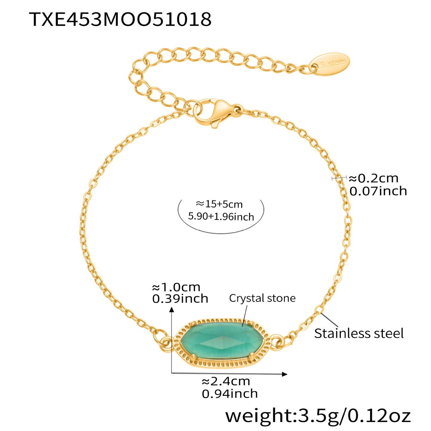 B廠【TXP453】不銹鋼天然水晶石切面爪鑲鋯石方塊五葉花吊墜項鍊手鍊套裝
 25.10-4