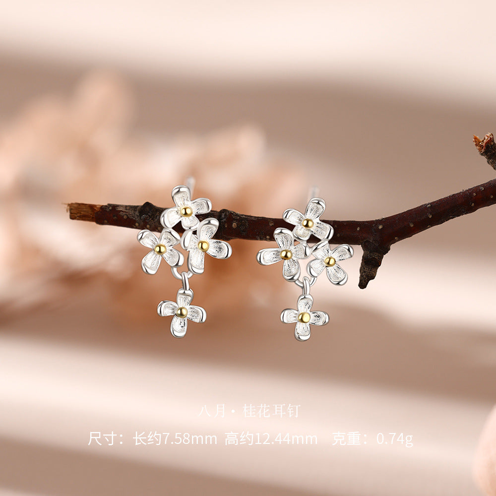D廠【YC3383E】 足銀S999十二花神耳釘耳飾
 26.09-4