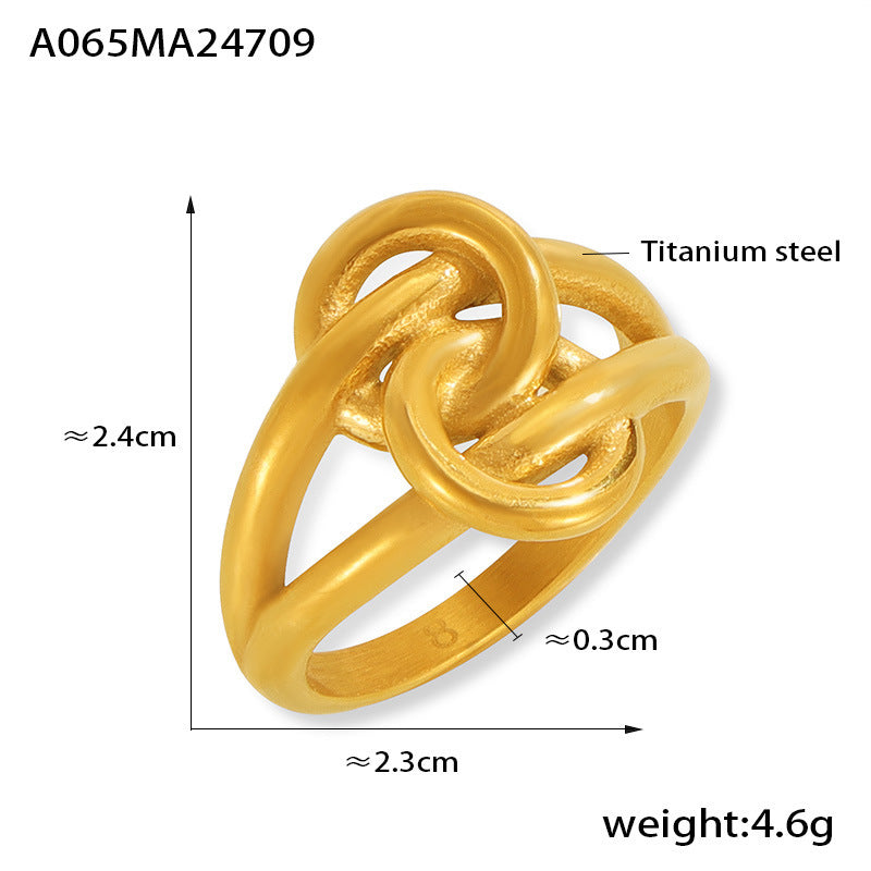 B廠【A065】跨國新款雙圈拼接戒指鈦鋼鍍18k真金幾何雙層戒指簡約百搭手飾品 24.07-3
