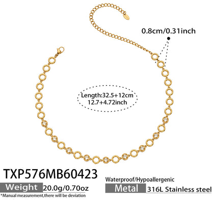 B廠【TXP576】歐美風超質感鋯石手工爪鑽鏈項鍊手鍊手鍊套組不銹鋼鍍18k金時尚飾品
 26.04-5