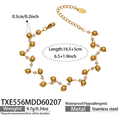B廠【TXP556】歐美ins小眾時尚設計天然切割水晶石手工項鍊手鍊套裝不鏽鋼飾品
 26.03-2