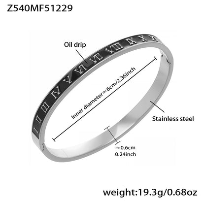B廠【Z260】不鏽鋼羅馬數字滴油十字卡扣手鐲多款造型手環組合飾品鍍18k真金
 26.01-1