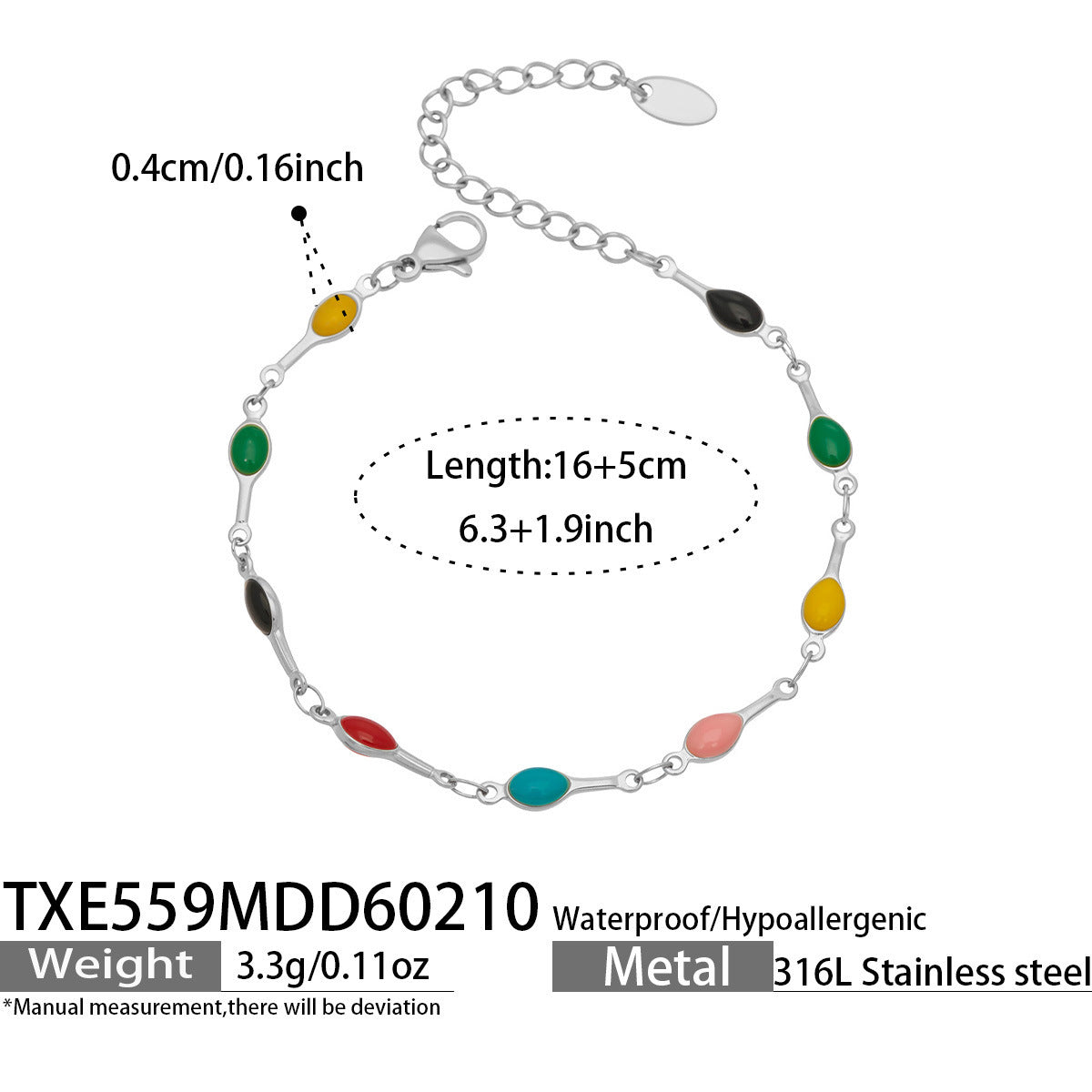 B廠【TXP559】歐美風時尚多巴胺撞色鎖骨項鍊手鍊不鏽鋼滴油材質簡約個性設計感
 26.03-2