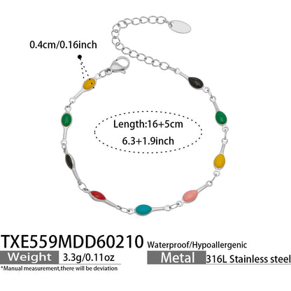 B廠【TXP559】歐美風時尚多巴胺撞色鎖骨項鍊手鍊不鏽鋼滴油材質簡約個性設計感
 26.03-2
